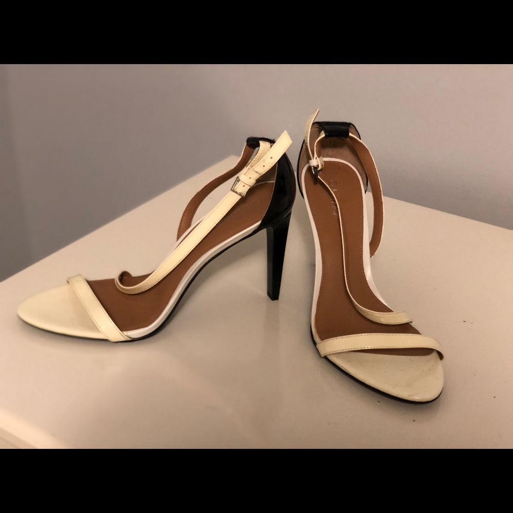 Calvin Klein strappy black and white heel